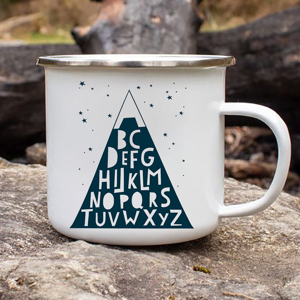 Træ bjerg måne stjerner emalje kaffe te krus camping bål fest øl drink juice cola kopper udendørs vandreture: Xh1552-a015wh-8