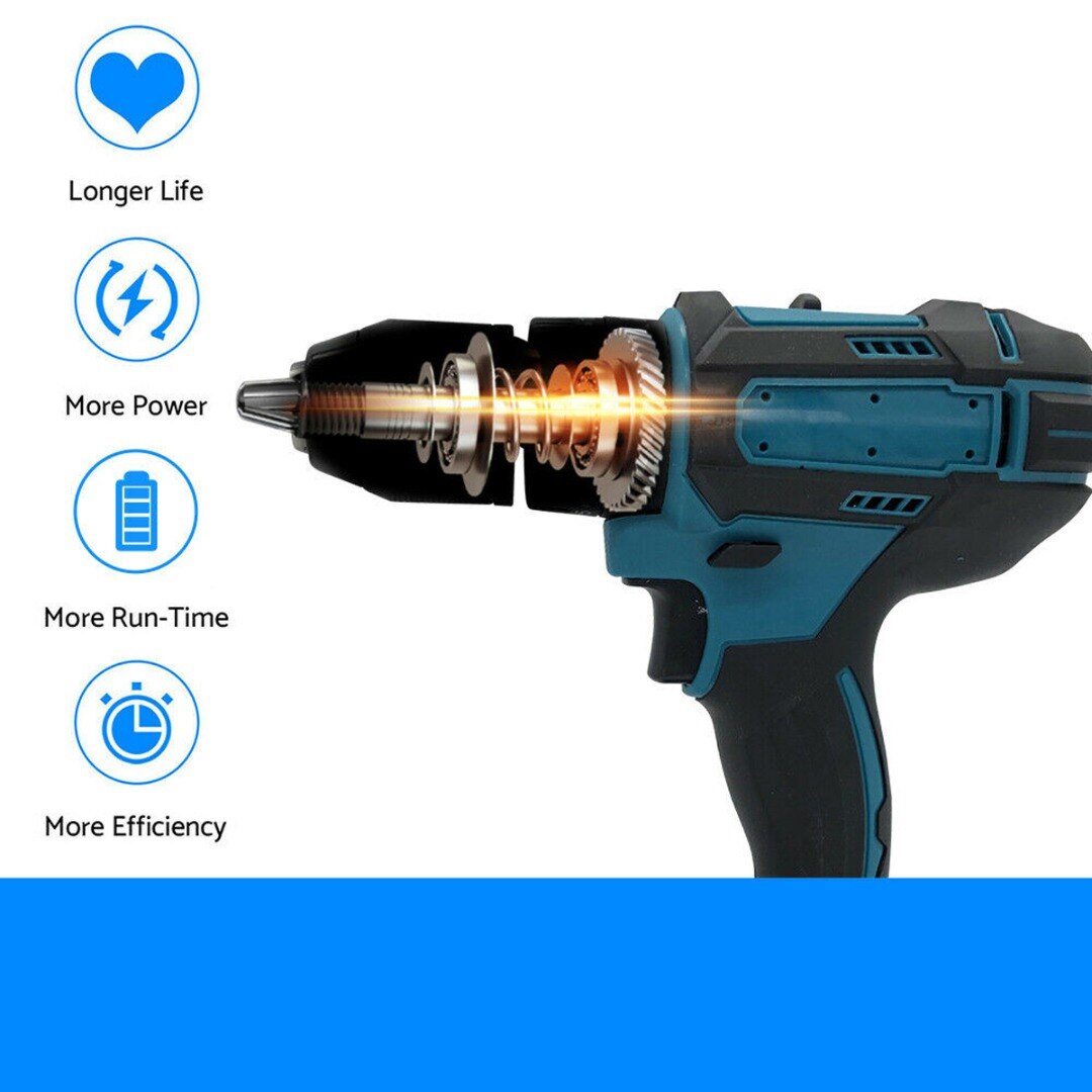18V 3 in 1 Electric Cordless Impact Drill 13mm Rechargable Electric Screwdriver Drill LED Adjustable Speed Power Tool