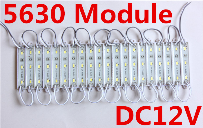 waterproof SMD 5630 LED light module LED backlight LED module white(6000K) DC12V 1.5W 3 led 45lm/led free