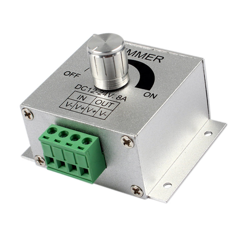 Aluminum DC12-24V 8A LED Strip Dimmer PWM Dimming Controller for LED Lights Lamps or Ribbon Adjustable Control: Default Title