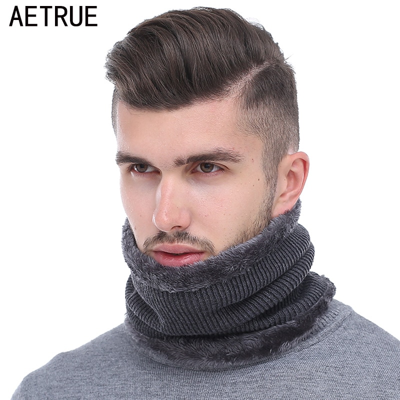 AETRUE Winter Männer Schal Ring Gestrickte Schals Für Männer Frauen Nacken Snood Kette Verdickt Wolle Kragen Warme Weiche Schals
