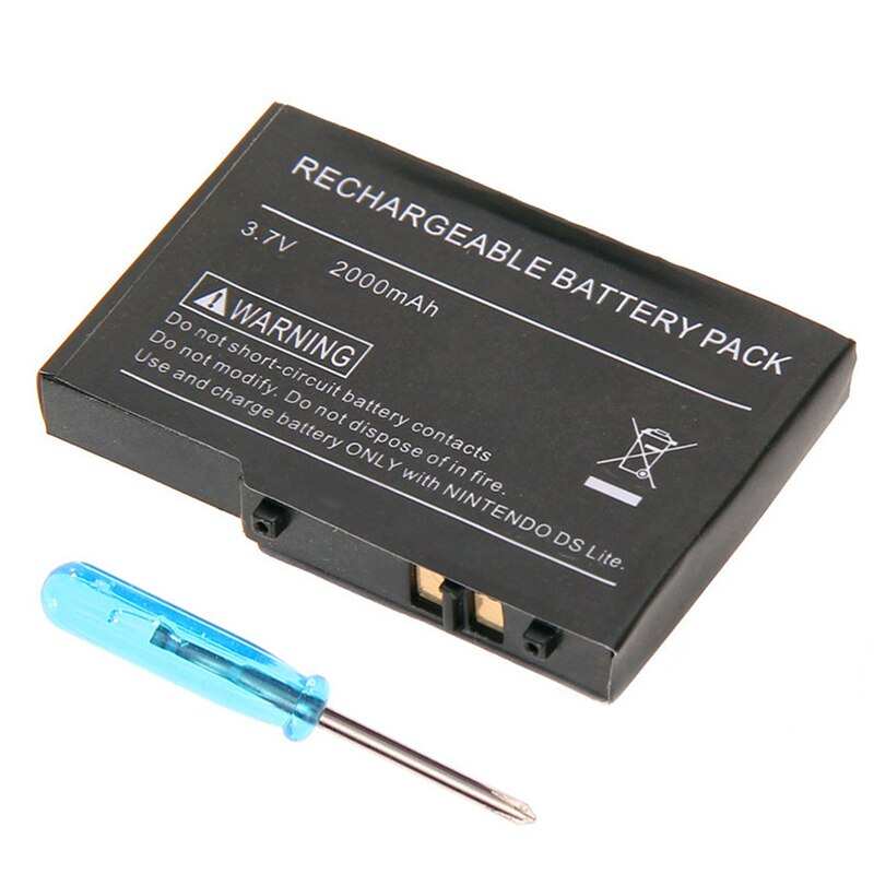 2pc 2000mAh 3.7V Rechargeable Lithium-ion Battery For Nintendo DS Lite NDS NDSL Replacement Battery Pack With Mini Screwdriver