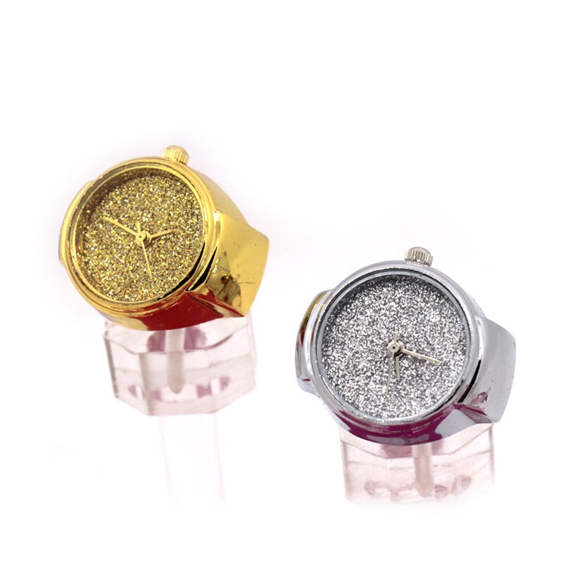 Unisex stål rund elastisk kvarts fingerring ur shine skive ring ure smykker @ 17 lxh