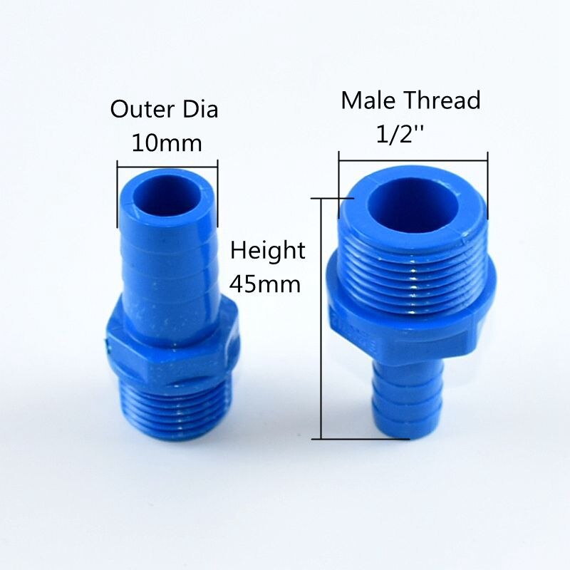 5pcs 1/2"-8/10/12/16mm 3/4"-12/16mm PVC Pagoda Male Thread Connector Garden Irrigation Hose Connector Aquarium Adapter: 20X10mm