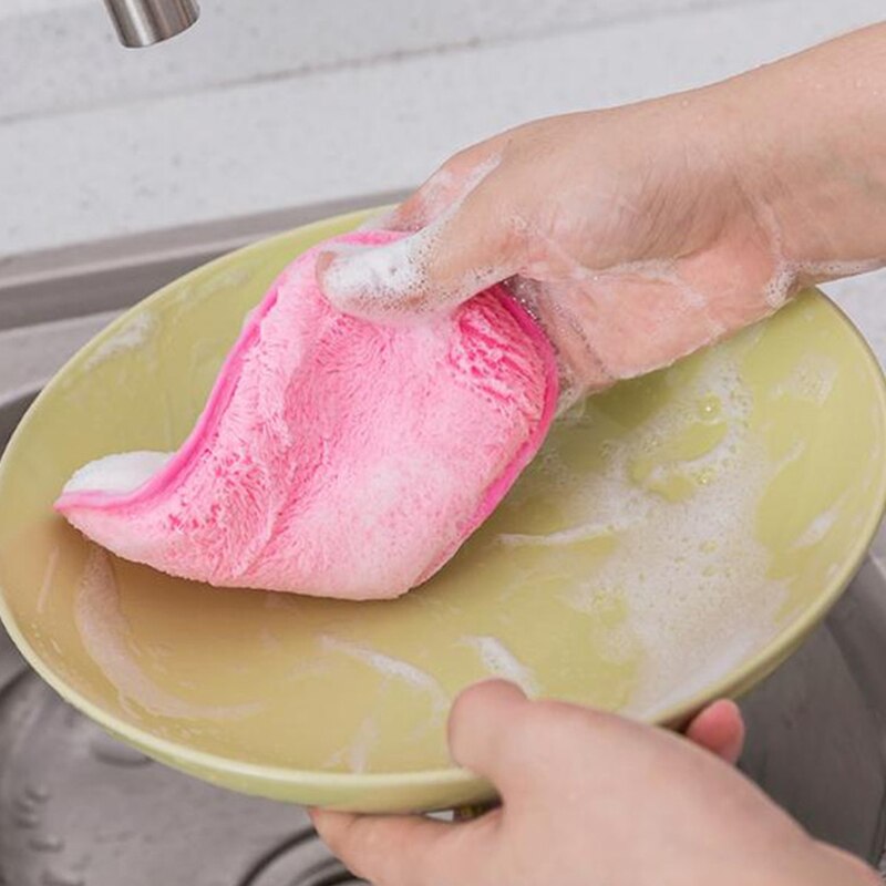 Dish Towel Bamboo Fiber Kitchen Cleaning Tool Cloths Double Sided Antibacterial Dishcloths Washing Scrubbing Sponges