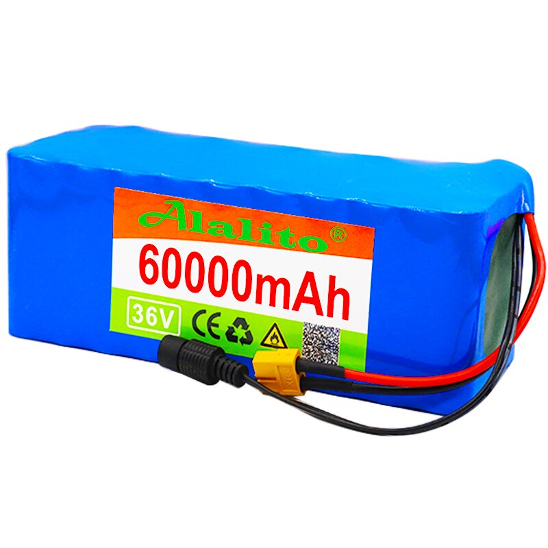 36V battery 10S4P 60Ah battery pack 500W high power battery 42V 60000mAh Ebike electric bicycle BMS with xt60 plug