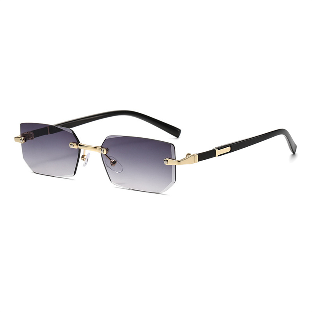 Kleine rechteckige randlose Sonnenbrille Männer Luxusmarke rahmenlose Leoparden Sonnenbrille für Frauen Jahrgang quadratische Brillen farben: Silber