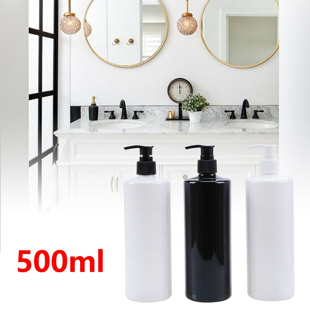 3x Lege 500Ml Pomp Fles Hervulbare Lotion Shampoo Dispenser Plastic Container 500Ml Vlakke Schouder Druk Lotion Fles Duckbil