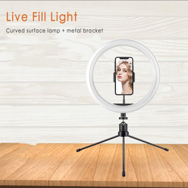 Anillo de luz LED para selfies de 10 pulgadas, lámpara de anillo regulable para cámara de teléfono con soporte trípode para maquillaje y Video en estudio