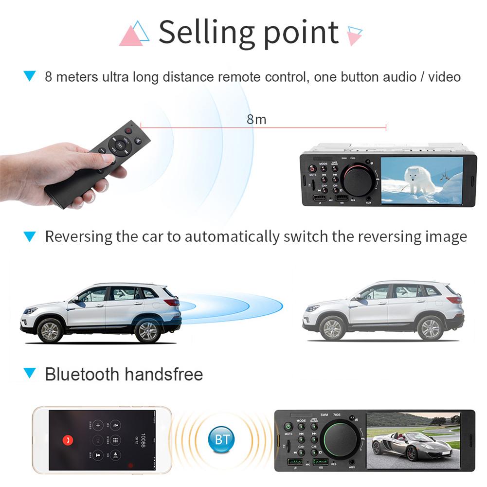4.1 Inch Tft 1 Din Auto Radio Audio Stereo Fm Radio Bluetooth MP5 Speler Aansluiten Achteruitrijcamera Met Afstandsbediening controle