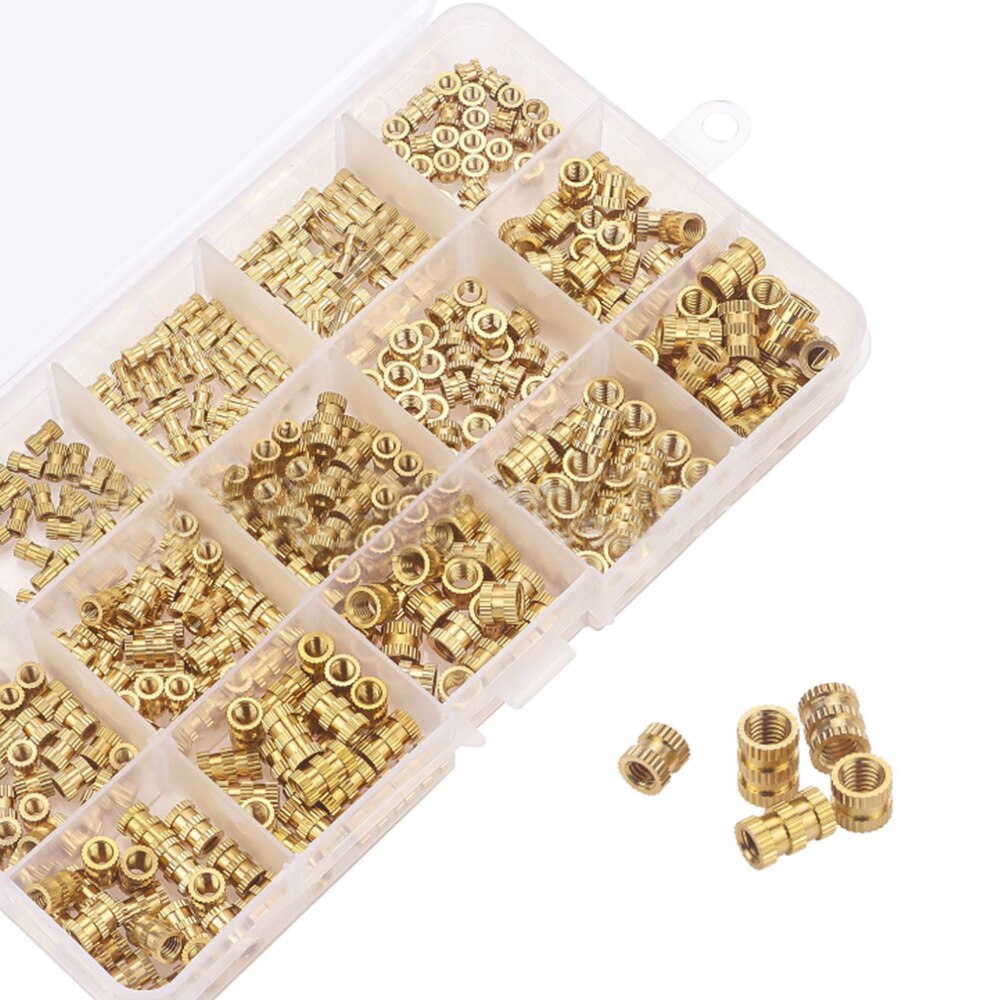 400Pcs/Lot Nuts M2 M3 M4 M5 Brass Female Thread Knurled Threaded Insert Round Injection Moulding Knurled Nuts Assortment Kit