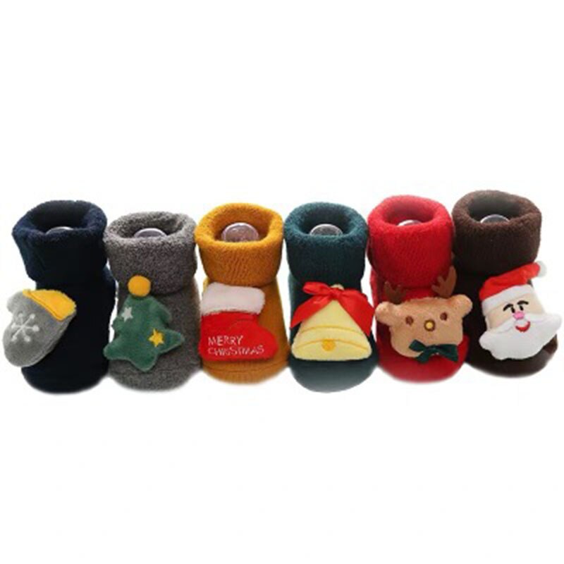 Kerstcadeau Sokken Thema Kinderen Pasgeboren Katoen Cartoon Sokken Winter Kids Baby Baby Anti-Slip Kinderen Unisex Sokken