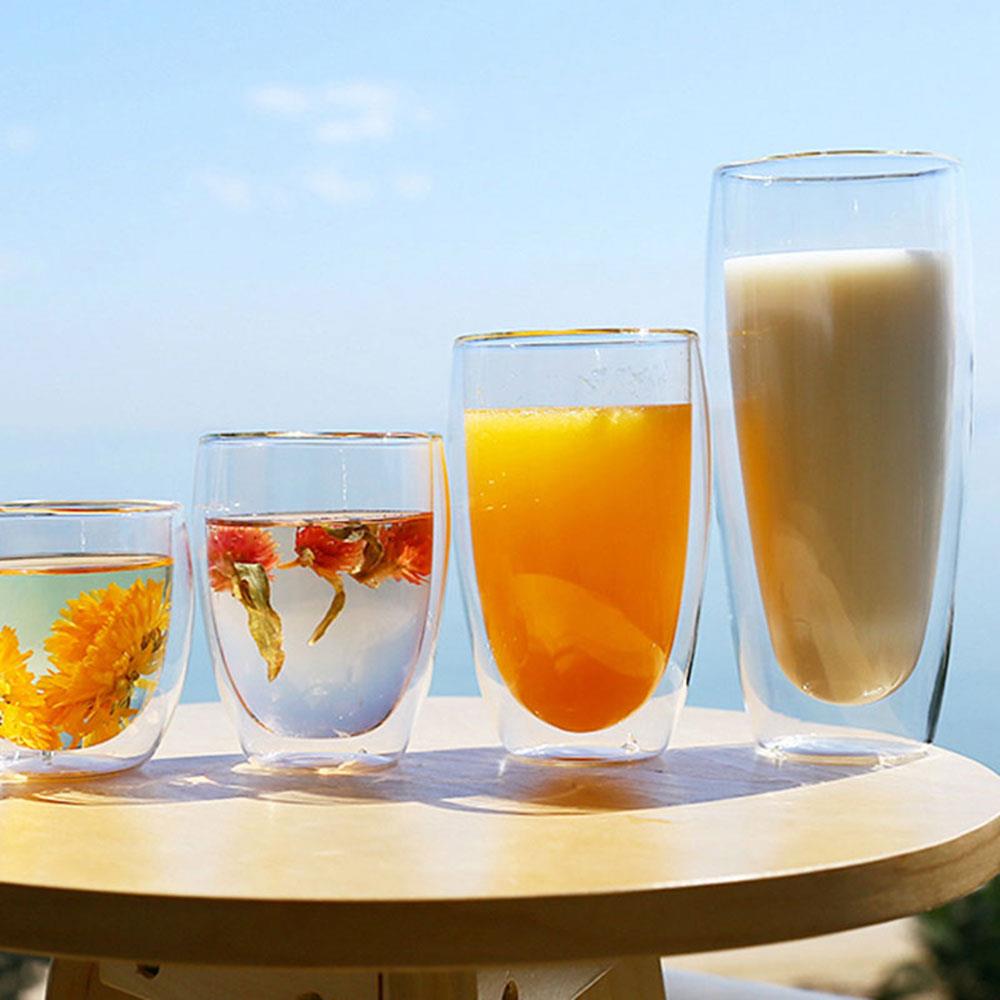 Glas 80-600ml isolerede termiske kaffekrus glas kop dobbeltvæg glasvarer spisestue te kop klare drikkevarer køkken bar container