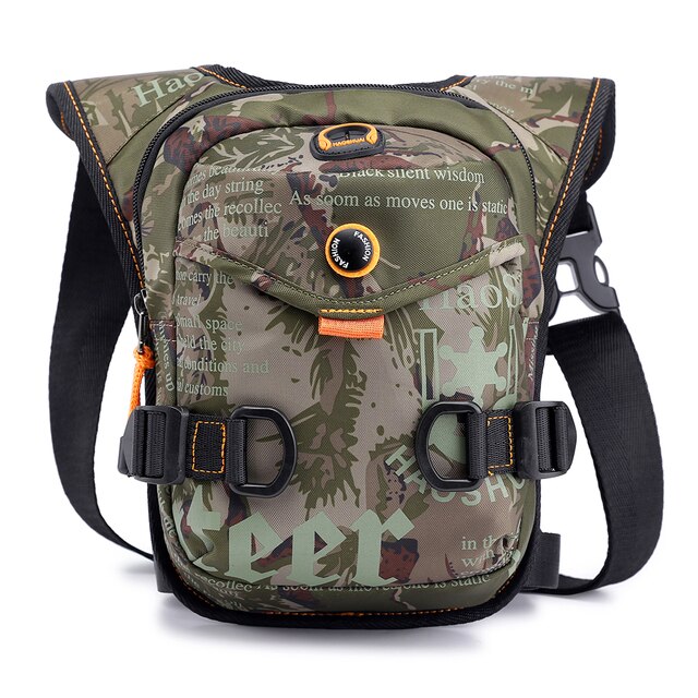 Bolso de pierna al aire libre para hombre, riñonera de poliéster de gran dureza para el muslo, multifunción, con cremallera, bandolera para la cintura: new camouflage