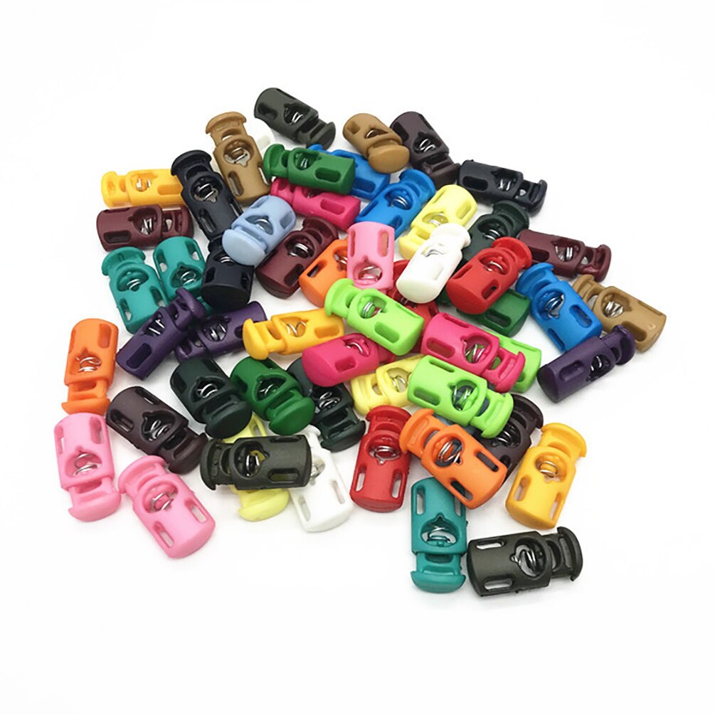 Bloqueo de cordón de palanca de plástico, tapón de cordón de resorte de varios colores para ropa DIY, cordón de cordón, accesorios de ropa deportiva, 25x12mm, 50 Uds.
