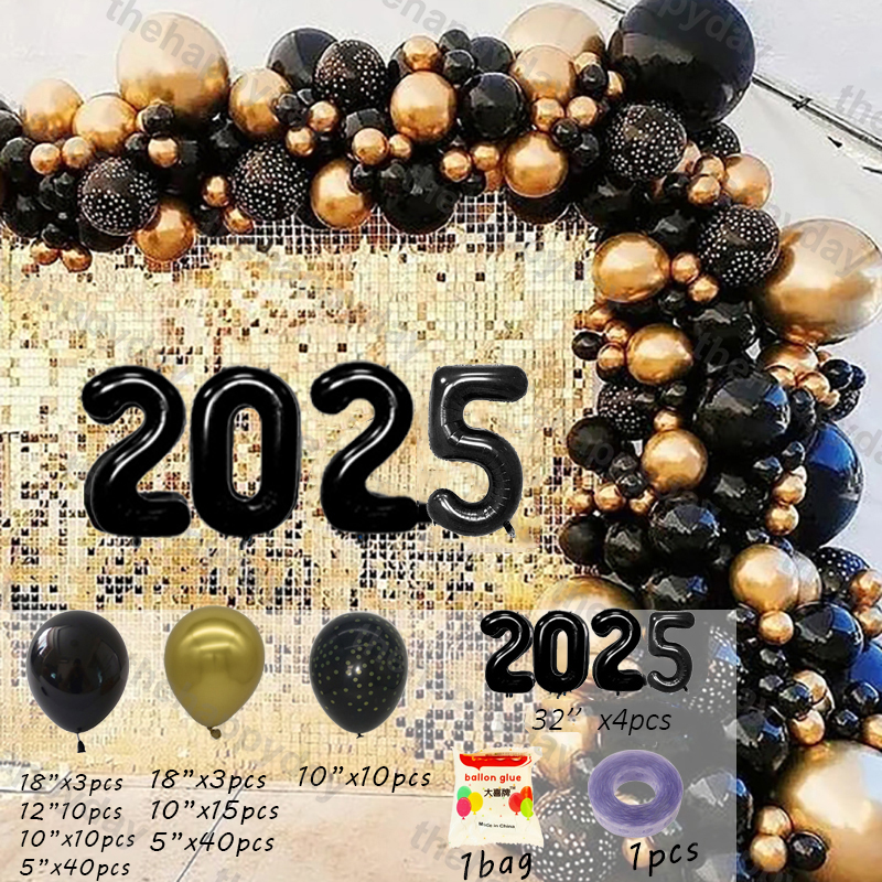 Kit de guirnalda de arco de globos dorados y negros, decoraciones de Año 2025, cortina de fondo de globos de aluminio, decoración de de feliz 30 cumpleaños: Emerald