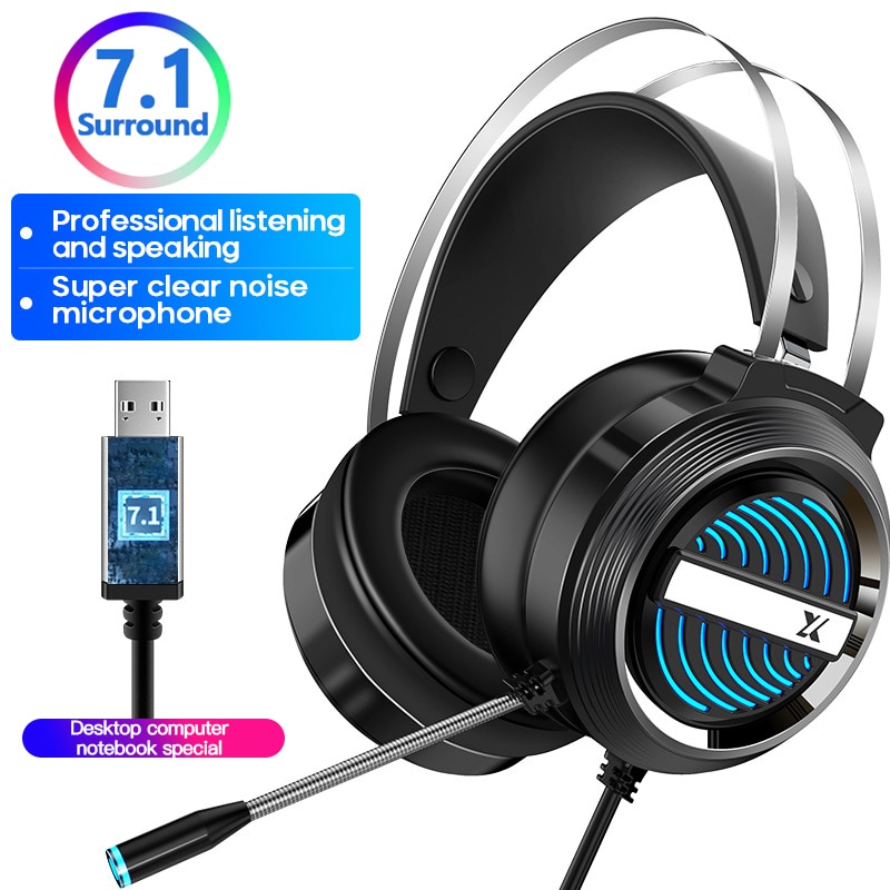 Wired Headset Gamer PC 3.5mm For PS4 Headsets 7.1 Surround Sound & HD Microphone Gaming Overear Laptop Tablet Gamer