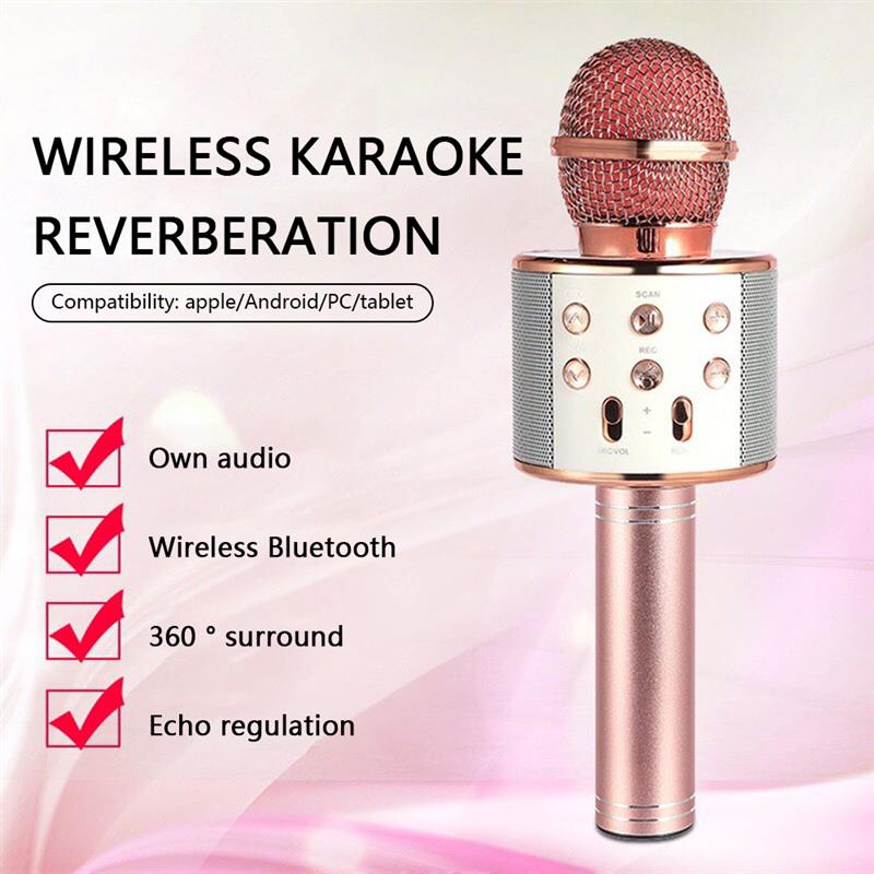 Portable Bluetooth Wireless Microphone Portable Home Party Handheld Karaoke Speaker Player Singing Recorder Mic For Ios Android