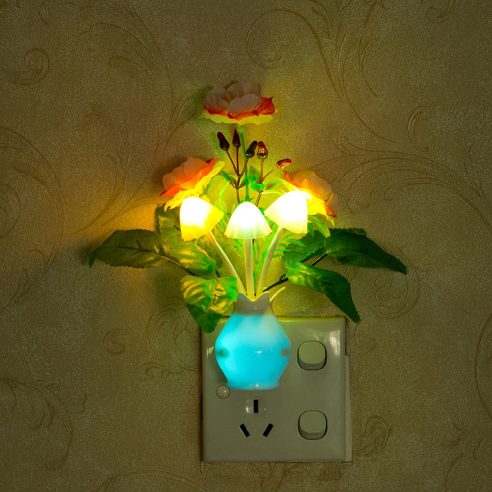 Lichtgevende Kleurrijke Granaatappel Bloem Nachtlampje Lila Lamp Sensor US Plug Paddestoel Bloem Plant Slaapkamer Bruiloft Decoratie