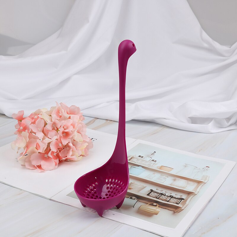 Food-Grade Pp Leuke Dinosaurus Soeplepels Cartoon Monster Lange Staal Servies Servies Creatieve Modellering Pollepel Keuken Gere: Purple