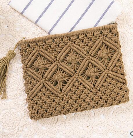 Vrouwen Hollow Out Clutch Bags Kwastje Strand Tassen Handgemaakte Kont Bericht Tassen Mn583: Army Green