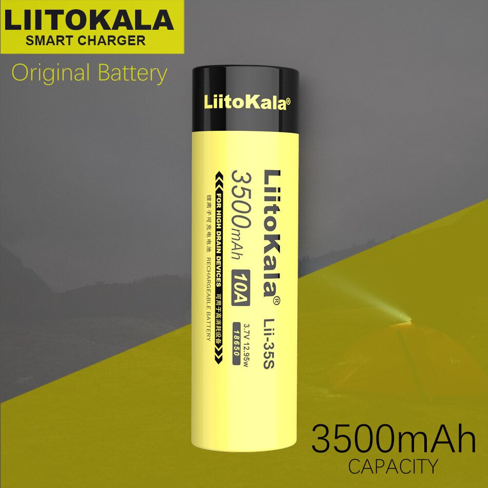 Batería de litio LiitoKala de 1-20 piezas, Lii-35S, nueva batería de litio de 18650 V de 3500mAh para dispositivos de alto drenaje.