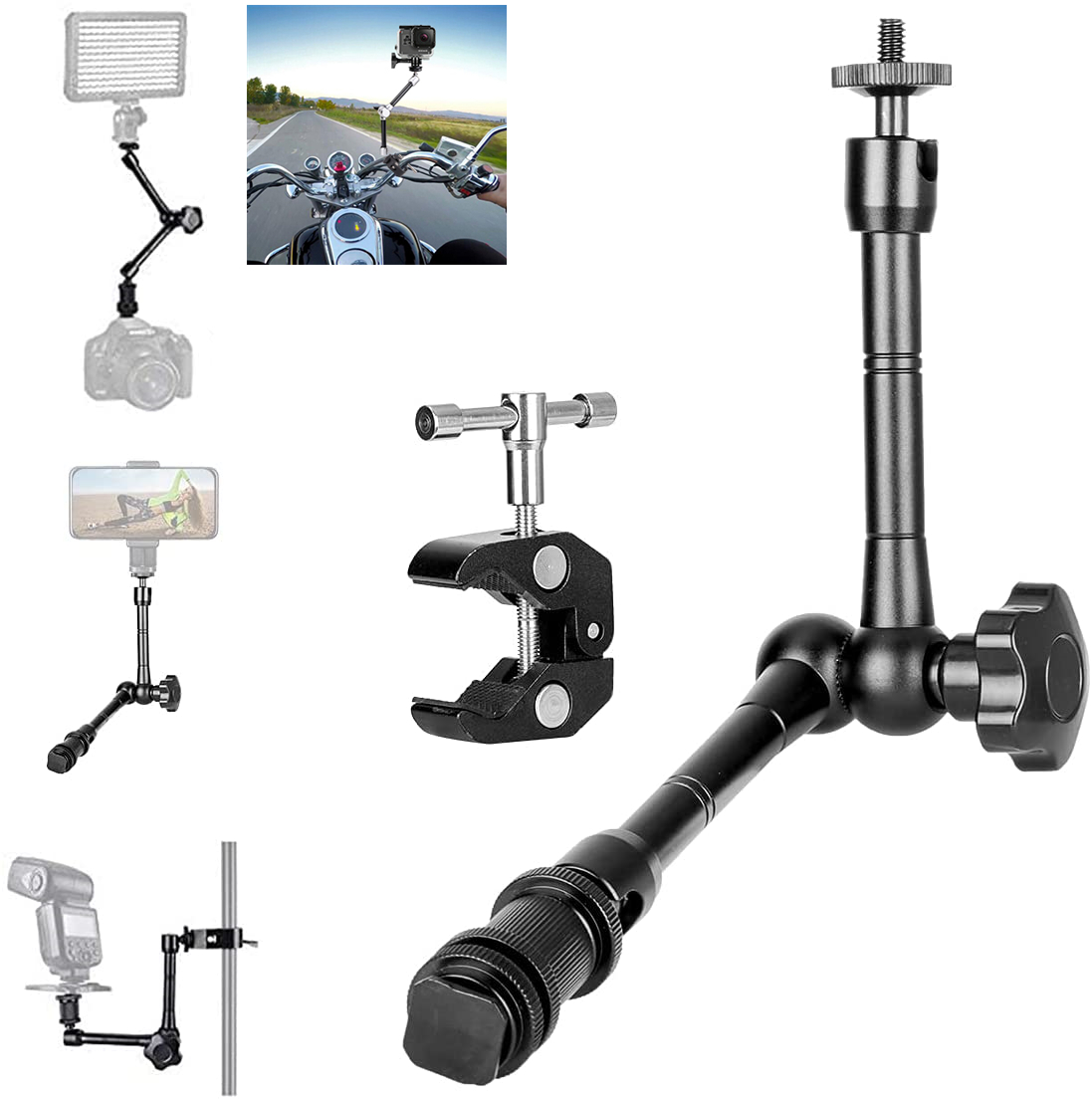 11 &quot;Metalen Verstelbare Scharnierende Magic Arm Klem Houder Mounts Kit Voor Gopro Slr Lcd Monitor Led Flitslicht Camera accessoires