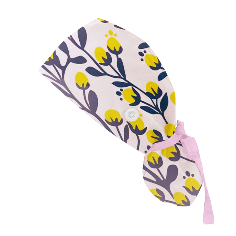 Gorro de algodón con botones para hombre y mujer, estampado, accesorios para uniforme de enfermera, tienda de mascotas, gorro quirúrgico para trabajo de laboratorio de Chef: 17