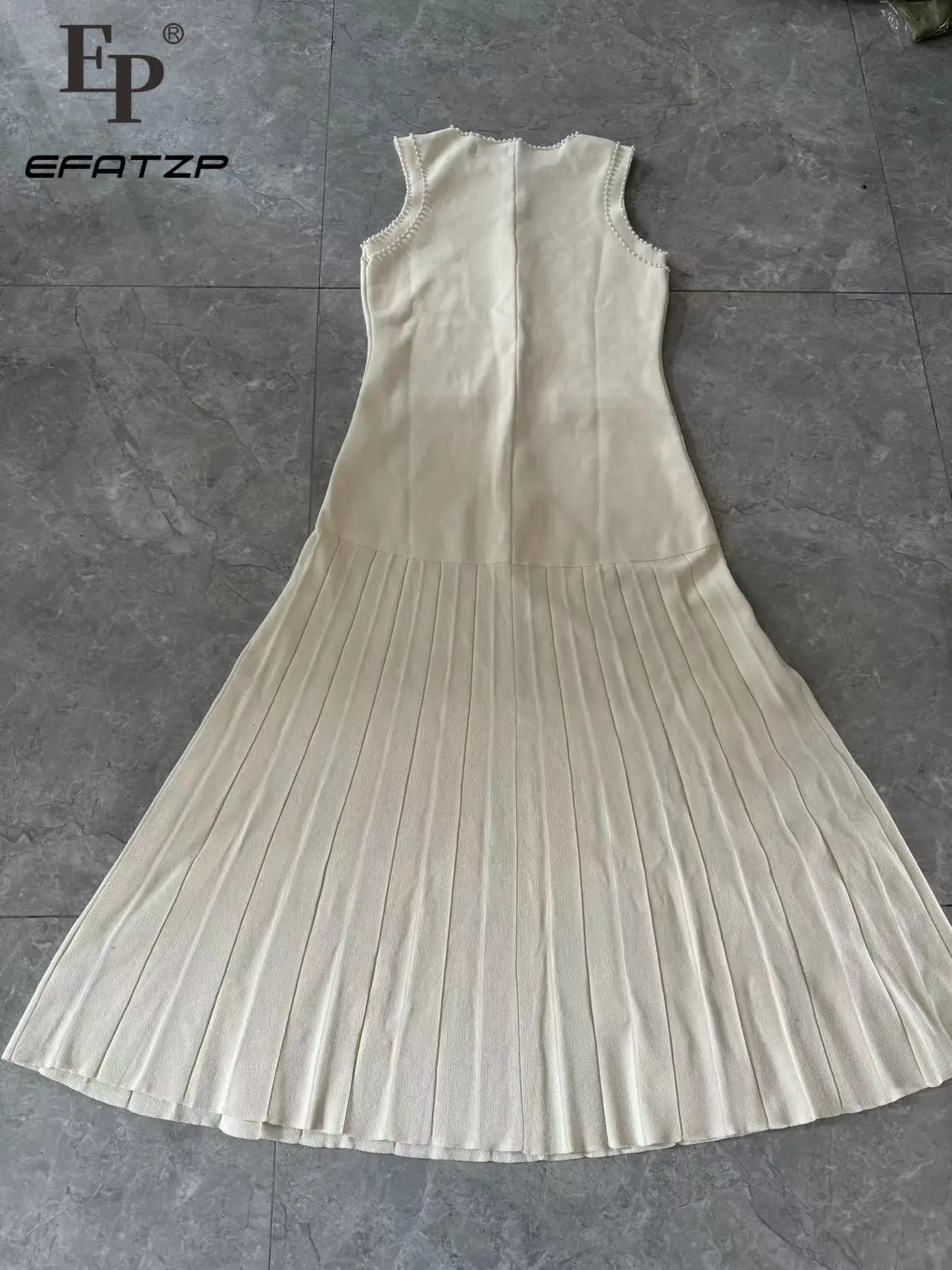 Vestido de punto sin mangas con borde de perlas para mujer, novedad de Primavera/Verano 2024, vestidos largos ajustados 5230445