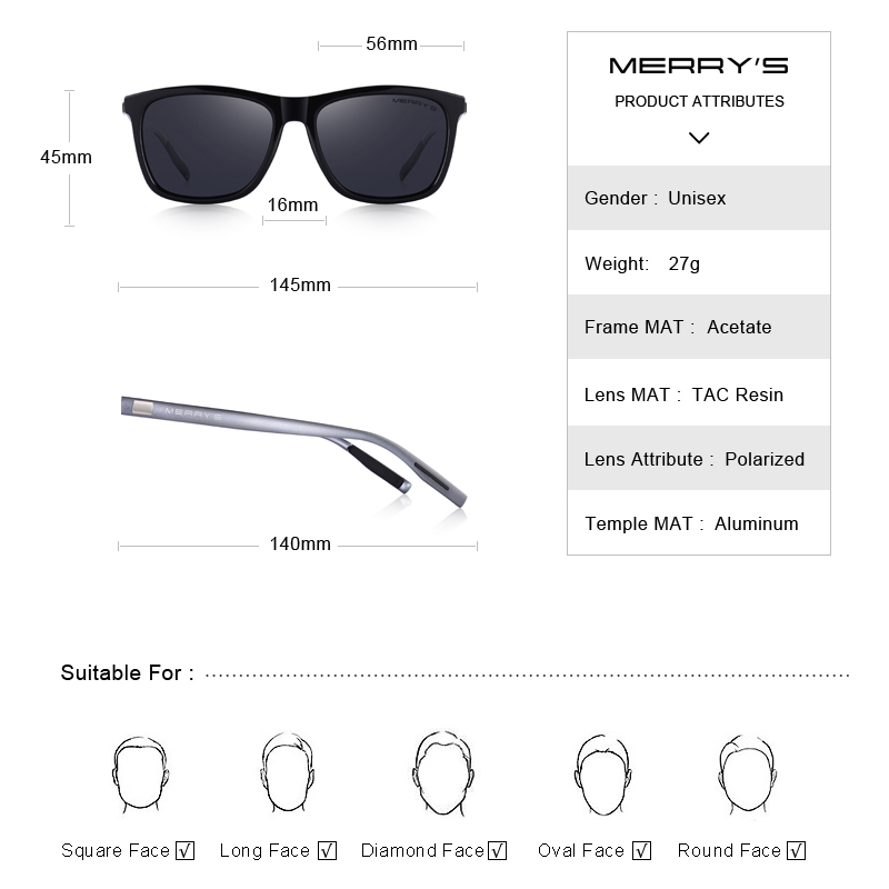 MERRYS gafas de sol de aluminio Retro Unisex polarizadas lentes Vintage gafas de sol para hombres/mujeres S8286