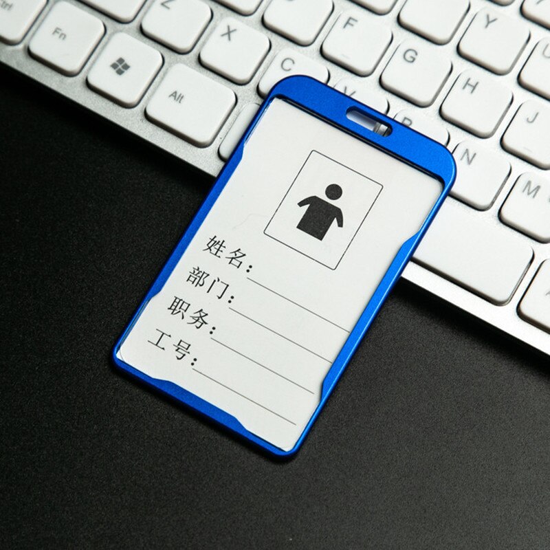Porte-cartes de crédit en métal pour femmes, étui en métal pour carte d&#39;identité Business, portefeuille pour hommes, étudiant, bureau, Bus, Badge d&#39;identité, porte-cartes: Vertical Blue