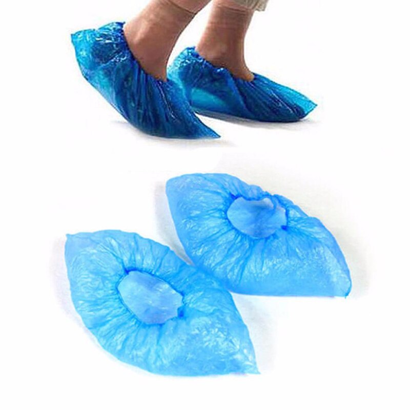 100pcs/lot Disposable Waterproof Plastic Shoe Covers Rainy Day Carpet Floor Protector Thick Cleaning Shoe Cover Blue Overshoes