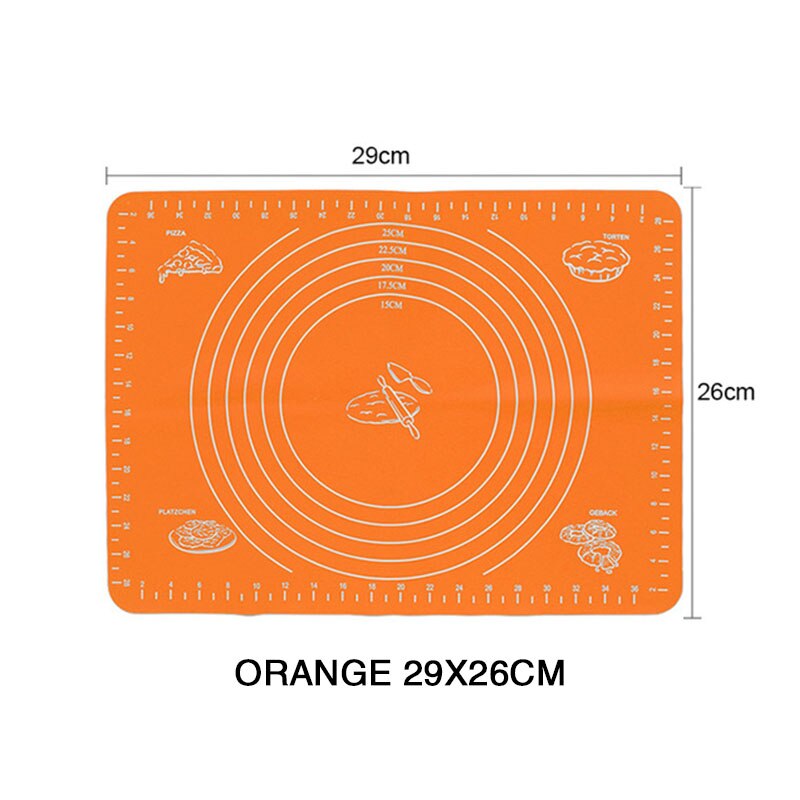 Tapis épaississant en silicone anti adhésif, planche à rouler, cuisson, pâte de farine feuille de table, outils de cuisine: Orange 29x26cm