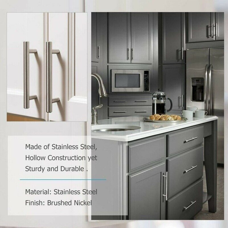 Diameter 10mm Stainless Steel Kitchen Door Cabinet T Bar Handle Pull Knob Door Pull Handle Stainless Door Handle With Screws