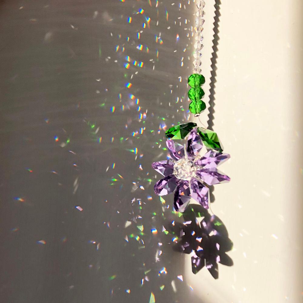 Crystal Prisms Rose Window Suncatcher Rainbow Maker Hanging Ornament Collection Home Wedding Decor Accessories: Lavender