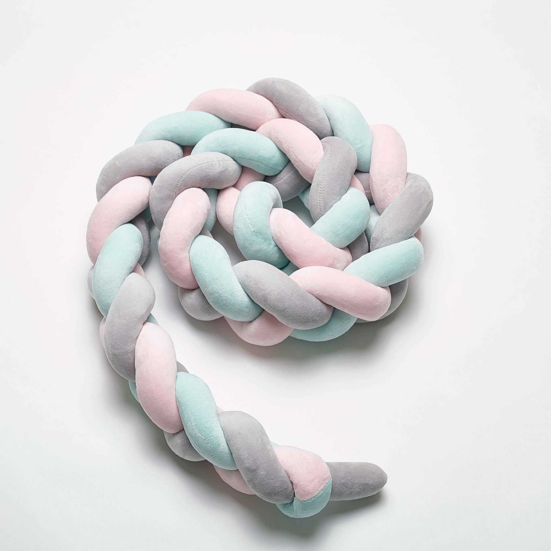 Ins woven long knotted ball pillow sofa pillow Nordic simple children's room decoration: Powder green