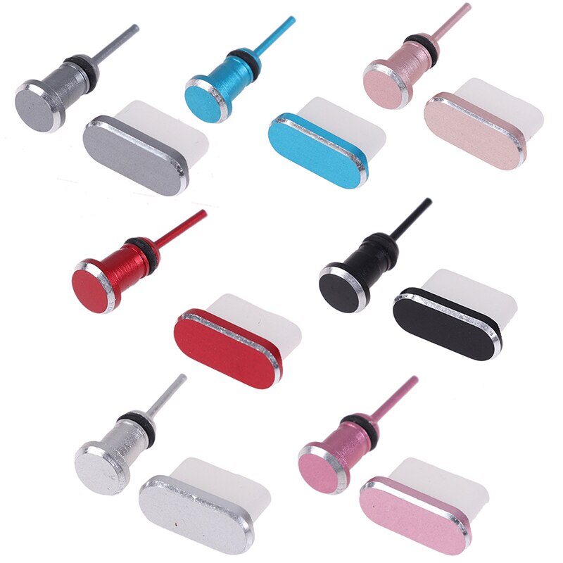 1Pc Kleurrijke Metal Anti Dust Pluggen Type-C Opladen Gaten 3.5Mm Hoofdtelefoon Jack Siliconen Port Bescherming Stof plug Voor Smartphone