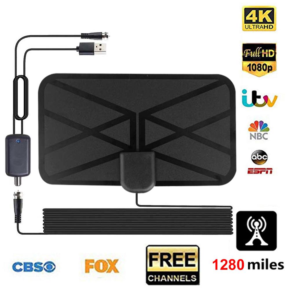 Newest Indoor 4K Digital 28db High Gain HDTV Aerial 1280 Miles HD TV Antenna With Amplified For Local Channels Broadcast