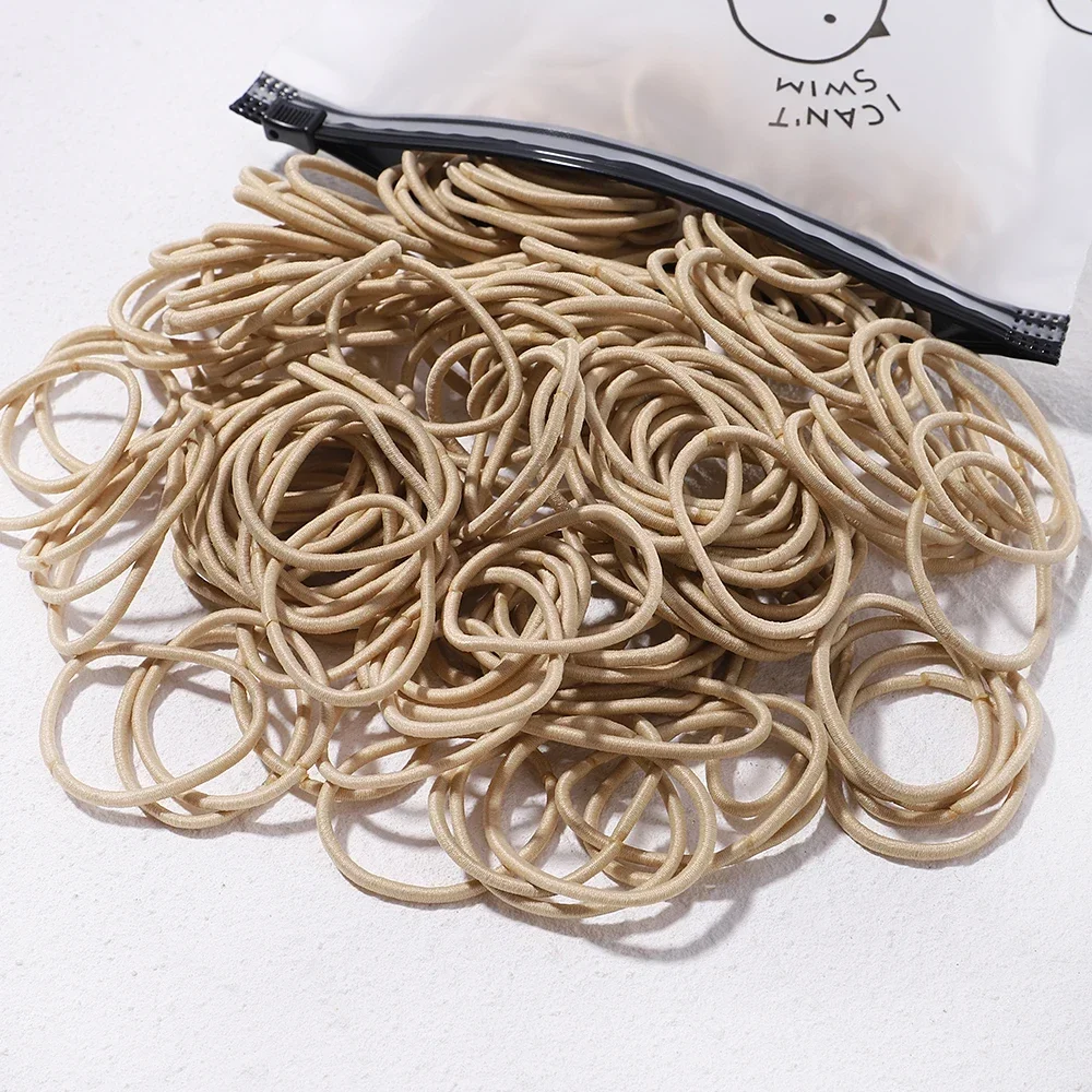 50 Uds. Bandas para el cabello de Color caramelo para niñas, accesorios para el cabello, banda de goma elástica de 3,8 cm, banda para el cabello, coleteros para niños: Gris