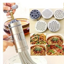 Rvs Handleiding Noodle Maker Pasta 'S Maken Machine Presse Spaetzle Maker Vruchten Juicer Inclusief 5 Verschillende Mallen