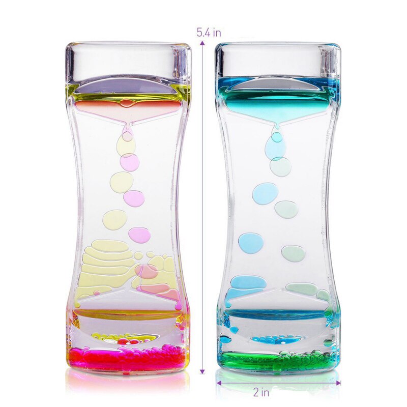 Floating Color Mix Illusion Timer Liquid Motion Visual Slim Liquid Oil Glass Acrylic Hourglass Timer Clock Ornament Desk