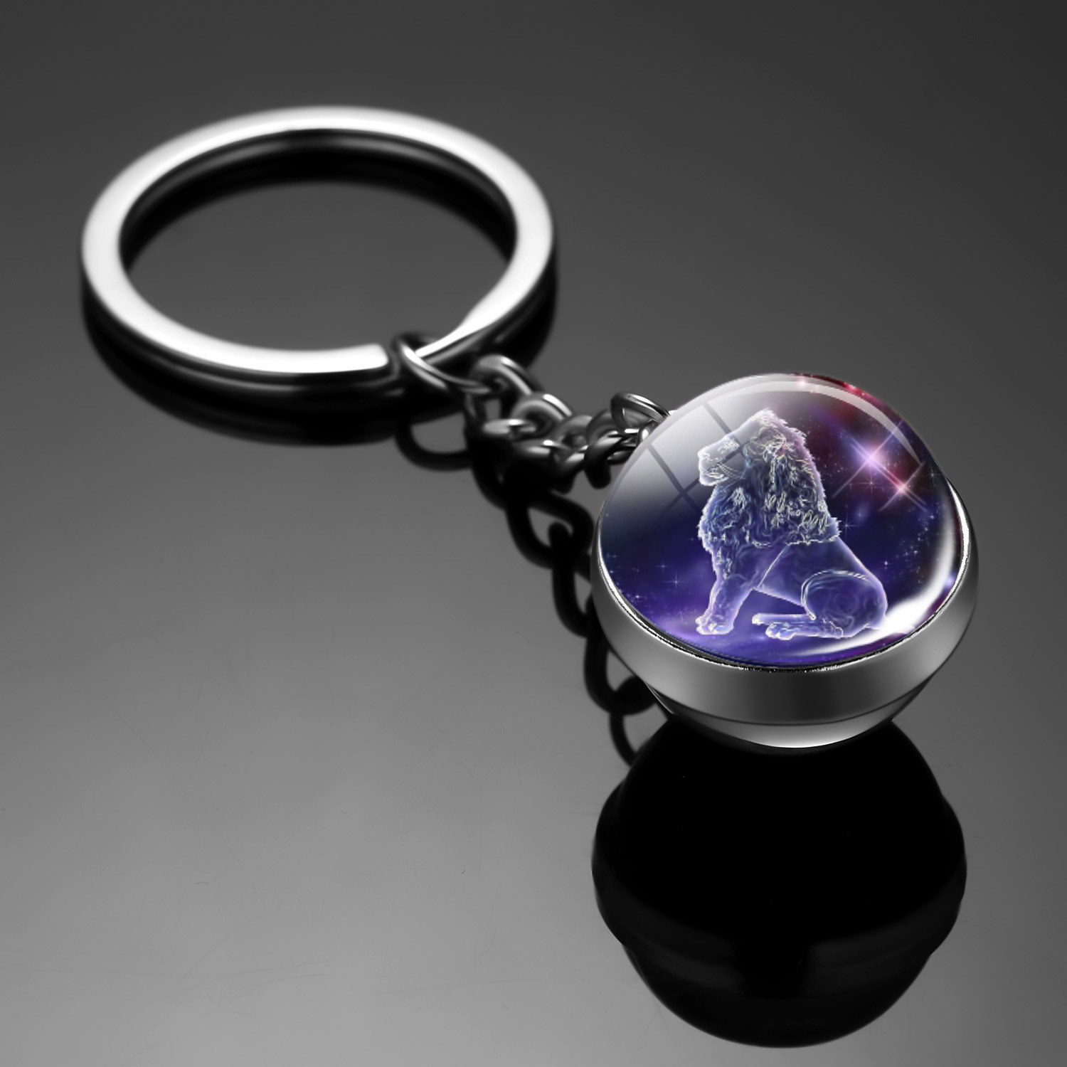 Llavero con dijes Original, llavero de 12 constelaciones, llavero luminoso de bola de cristal de doble cara, accesorios colgantes para coche, llaveros: Oro
