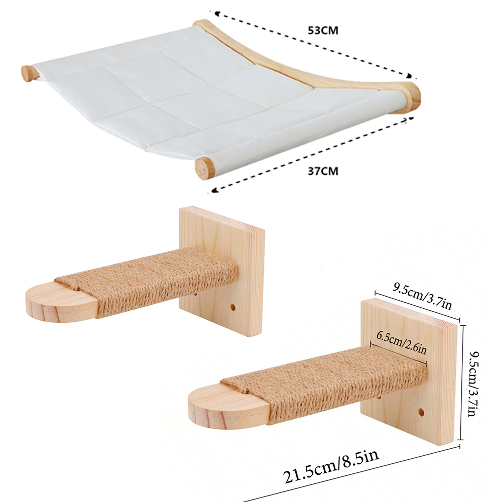 An der Wand montiertes Katzenkratzseil, Jute-Katzen-Kletterregale, springende Plattform und Pedal für Katzen, schlafende Katzenmöbel, Haustierspielzeug: Rosa