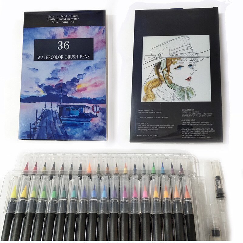 20pcs/Set Calligraphy Pen Art Sets Watercolor Pens Comic Hand-painted Soft Pen Practical Painting Supplies Sets