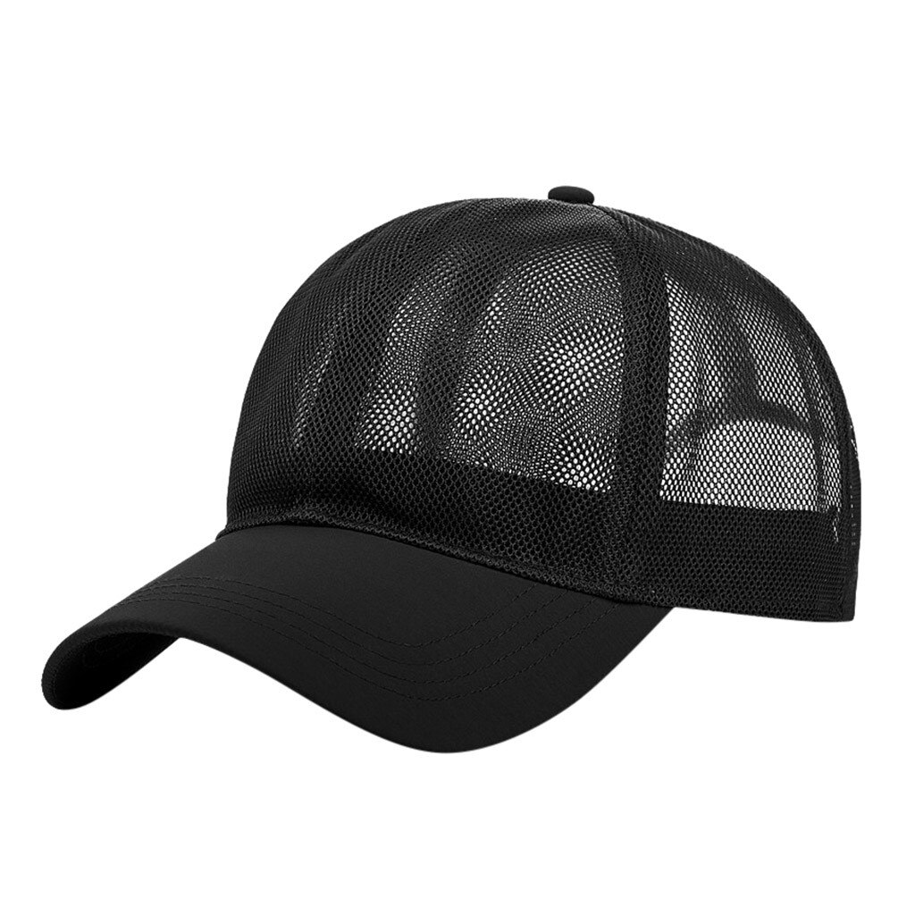 Outdoor Zomer Mesh Ademend Sport Cap Verstelbare Eenvoudige Casual Zonnehoed Unisex Effen Kleur Baseball Cap # P30: Black