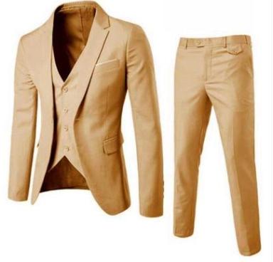 Zogaa menn dress dresser 5xl 4xl business slim fit bryllup brudgommen dresser ren farge 3 stk dresser plus size menn fritid dresser: Khaki / 6xl