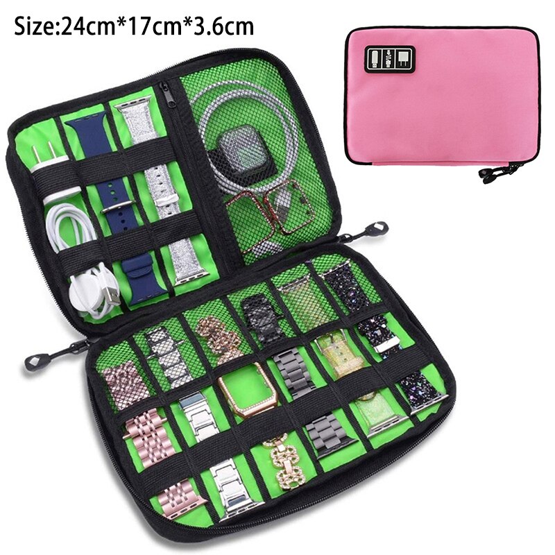 8- pocket storage bag for samsung galaxy watch 4, apple watch 7, huawei watch strap, travel dustproof bag, portable watch band case