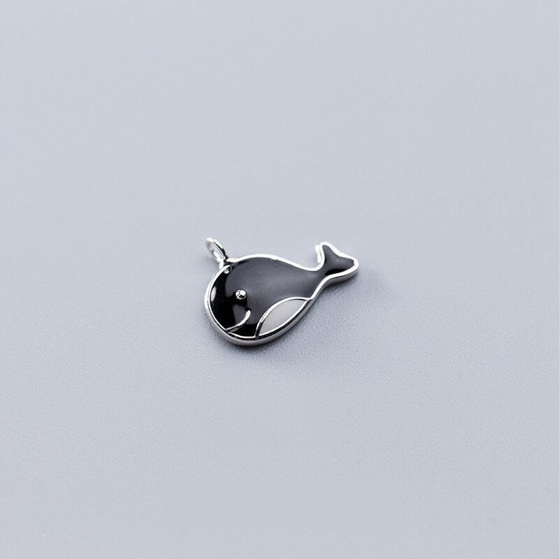 Meetsoft romantische 925 schwarze wal-anhänger aus sterlingsilber, speziell für diy-halsketten und armbänder