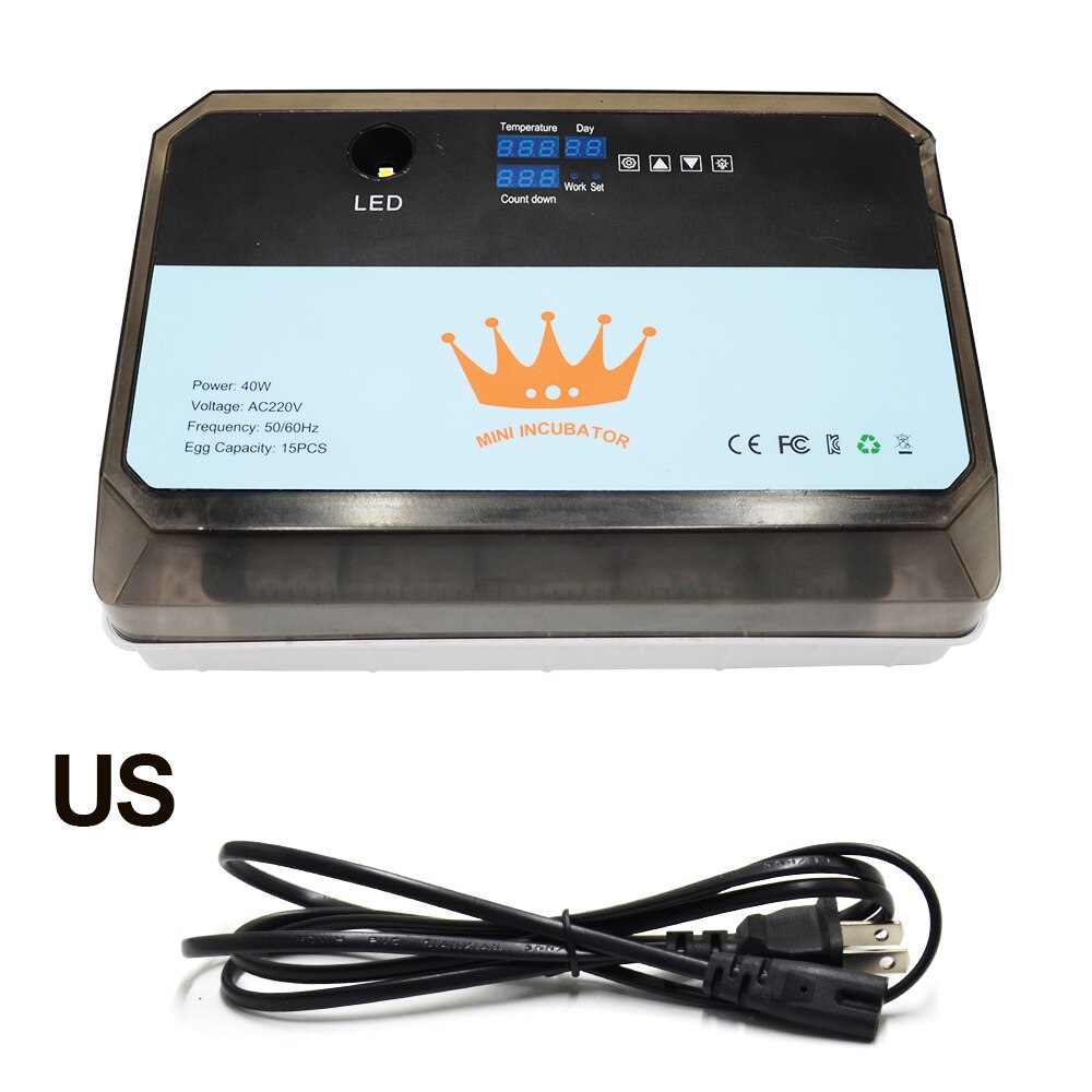 15 Egg Fully Automatic Incubator Automatic Brooder High Hatching Rate Hatchery Equipment Chicken Incubator Quail Brooder: US Plug