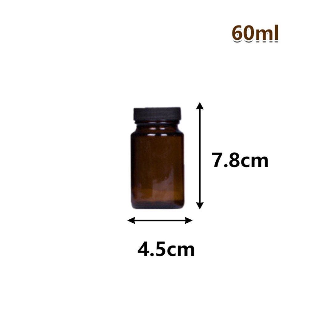 Dark Brown Wide Mouth Glass Bottle Lightproof Health Products Separate Bottling With Black Cap Glass StorageContainers Tool: 60ml